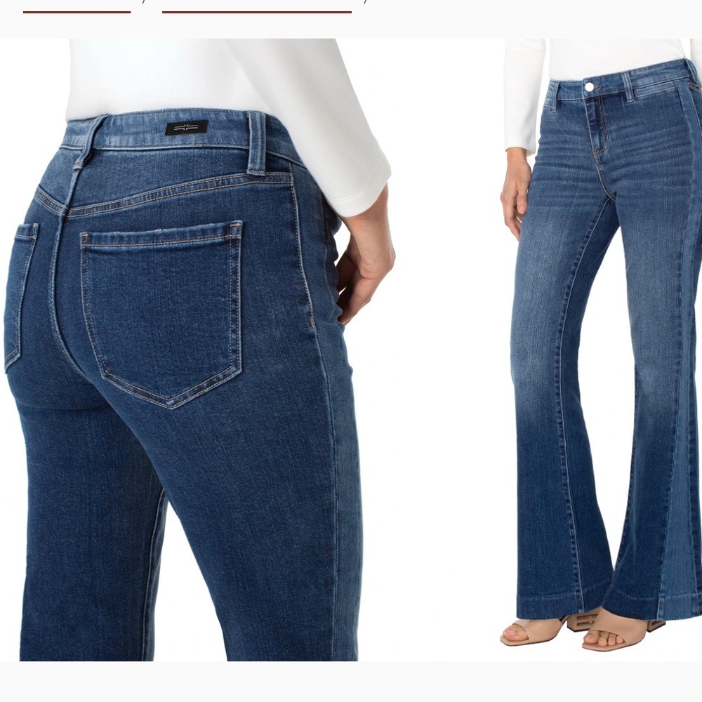 Liverpool Hannah Flare With Blocking Details Blue Jeans
